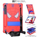 For Samsung Galaxy Tab S9 FE / S9 Fold-Holder Spider Silicone Hybrid PC Tablet Case(Red Blue)