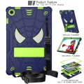 For Samsung Galaxy Tab A9+ Fold-Holder Spider Silicone Hybrid PC Tablet Case(Navy Yellow Green)