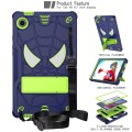 For Samsung Galaxy Tab A9 Fold-Holder Spider Silicone Hybrid PC Tablet Case(Navy Yellow Green)