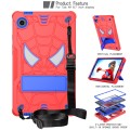 For Samsung Galaxy Tab A9 Fold-Holder Spider Silicone Hybrid PC Tablet Case(Red Blue)