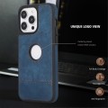 For iPhone 15 Pro Max Splicing Sewing Hollow Cutout PU Phone Case(Blue)