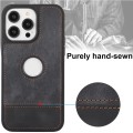 For iPhone 15 Pro Max Splicing Sewing Hollow Cutout PU Phone Case(Black)