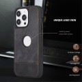 For iPhone 15 Plus Splicing Sewing Hollow Cutout PU Phone Case(Black)