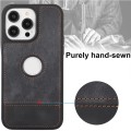 For iPhone 15 Plus Splicing Sewing Hollow Cutout PU Phone Case(Black)