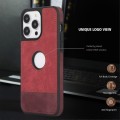 For iPhone 15 Splicing Sewing Hollow Cutout PU Phone Case(Red)