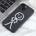 For iPhone SE 2022 / SE 2020 Stickman Pattern Liquid Silicone Phone Case(Black)