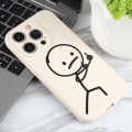 For iPhone 12 Pro Max Stickman Pattern Liquid Silicone Phone Case(White)