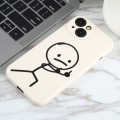 For iPhone 14 Plus Stickman Pattern Liquid Silicone Phone Case(White)