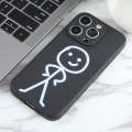 For iPhone 14 Pro Max Stickman Pattern Liquid Silicone Phone Case(Black)