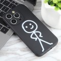 For iPhone 15 Pro Stickman Pattern Liquid Silicone Phone Case(Black)