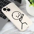 For iPhone XR Stickman Pattern Liquid Silicone Phone Case(White)
