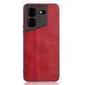 For TECNO Pova 5 Pro Cow Pattern Sewing Back Cover Phone Case(Red)