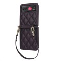 For Motorola Razr 40 Rhombic Texture Phone Case with Long & Short Lanyard(Dark Purple)