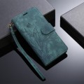 For iPhone 15 Pro Max Orchid Butterfly Embossed Leather Phone Case(Green)