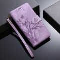 For iPhone 15 Pro Max Orchid Butterfly Embossed Leather Phone Case(Purple)