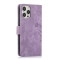 For iPhone 15 Pro Max Orchid Butterfly Embossed Leather Phone Case(Purple)