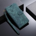 For iPhone 15 Pro Orchid Butterfly Embossed Leather Phone Case(Green)