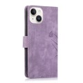 For iPhone 15 Orchid Butterfly Embossed Leather Phone Case(Purple)
