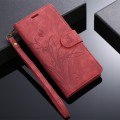 For iPhone 15 Orchid Butterfly Embossed Leather Phone Case(Red)