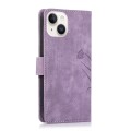 For iPhone 14 Plus Orchid Butterfly Embossed Leather Phone Case(Purple)