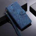 For iPhone 13 Pro Orchid Butterfly Embossed Leather Phone Case(Blue)