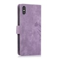 For iPhone XS Max Orchid Butterfly Embossed Leather Phone Case(Purple)