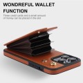 For iPhone 11 Pro Max YM005 Skin Feel Card Bag Phone Case with Long Lanyard(Brown)