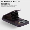 For iPhone 12 / 12 Pro YM005 Skin Feel Card Bag Phone Case with Long Lanyard(Dark Purple)