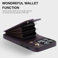 For iPhone 13 Pro YM005 Skin Feel Card Bag Phone Case with Long Lanyard(Dark Purple)