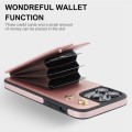 For iPhone 14 Pro Max YM005 Skin Feel Card Bag Phone Case with Long Lanyard(Rose Gold)