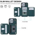 For iPhone 15 Pro Max YM006 Skin Feel Zipper Card Bag Phone Case with Dual Lanyard(Green)