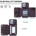 For iPhone 15 Pro YM006 Skin Feel Zipper Card Bag Phone Case with Dual Lanyard(Dark Purple)