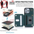 For iPhone 15 Plus YM006 Skin Feel Zipper Card Bag Phone Case with Dual Lanyard(Green)