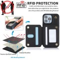 For iPhone 15 YM006 Skin Feel Zipper Card Bag Phone Case with Dual Lanyard(Black)