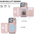 For iPhone 15 YM006 Skin Feel Zipper Card Bag Phone Case with Dual Lanyard(Rose Gold)