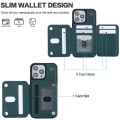 For iPhone 15 YM006 Skin Feel Zipper Card Bag Phone Case with Dual Lanyard(Green)