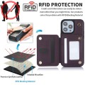 For iPhone 14 YM006 Skin Feel Zipper Card Bag Phone Case with Dual Lanyard(Dark Purple)