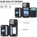 For iPhone 14 YM006 Skin Feel Zipper Card Bag Phone Case with Dual Lanyard(Black)