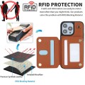 For iPhone 13 Pro Max YM006 Skin Feel Zipper Card Bag Phone Case with Dual Lanyard(Brown)