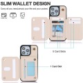 For iPhone 13 Pro YM006 Skin Feel Zipper Card Bag Phone Case with Dual Lanyard(Apricot)