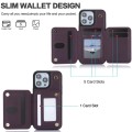 For iPhone 12 Pro Max YM006 Skin Feel Zipper Card Bag Phone Case with Dual Lanyard(Dark Purple)