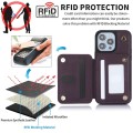 For iPhone 12 Pro Max YM006 Skin Feel Zipper Card Bag Phone Case with Dual Lanyard(Dark Purple)