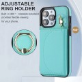 For iPhone 15 Pro Max YM007 Ring Holder Card Bag Skin Feel Phone Case(Green)