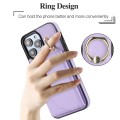 For iPhone 15 YM007 Ring Holder Card Bag Skin Feel Phone Case(Purple)
