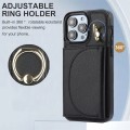 For iPhone 14 YM007 Ring Holder Card Bag Skin Feel Phone Case(Black)