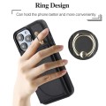 For iPhone 14 YM007 Ring Holder Card Bag Skin Feel Phone Case(Black)