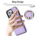 For iPhone 11 YM007 Ring Holder Card Bag Skin Feel Phone Case(Purple)