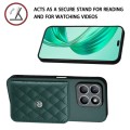 For Honor X8b 4G Global Rhombic Texture Card Bag RFID Phone Case with Long Lanyard(Green)
