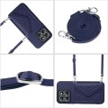 For Honor X8b 4G Global Rhombic Texture Card Bag RFID Phone Case with Long Lanyard(Dark Purple)