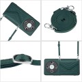 For Honor X9b / Magic6 Lite Rhombic Texture Card Bag RFID Phone Case with Long Lanyard(Green)